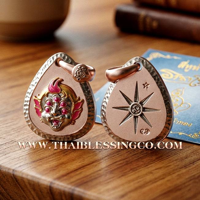 🔥 Sacred "Si Hu Ha Ta" (4 Ears & 5 Eyes) – Pink Gold-Plated & Enamel Samrit Edition: Arjan Subin Na Na Thong (2021) – The Legendary "Charcoal-to-Gold" Catalyst for Sudden Wealth, Business Windfalls, and Unstoppable Financial Success!