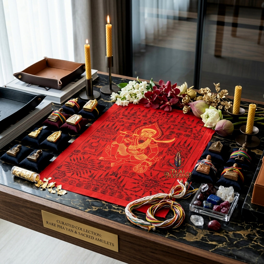 ✨🎭 Ancient Thai Ta Phran Jan Yantra Cloth - First Edition Wealth Snatcher Scroll, Royal Lanna Mystical Protection Shield, Southern Charisma Aura Art