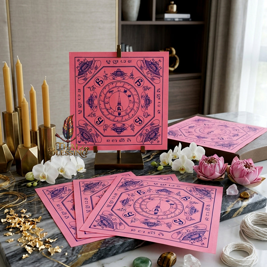 ✨👑 Sacred Srivijaya Sovereign Blessing Yantra Cloth - Achan Plian Hatya Non 2019 Legacy Scroll, Omnidirectional Wealth Attraction Shield, Premium Corporate Authority Spiritual Wall Art