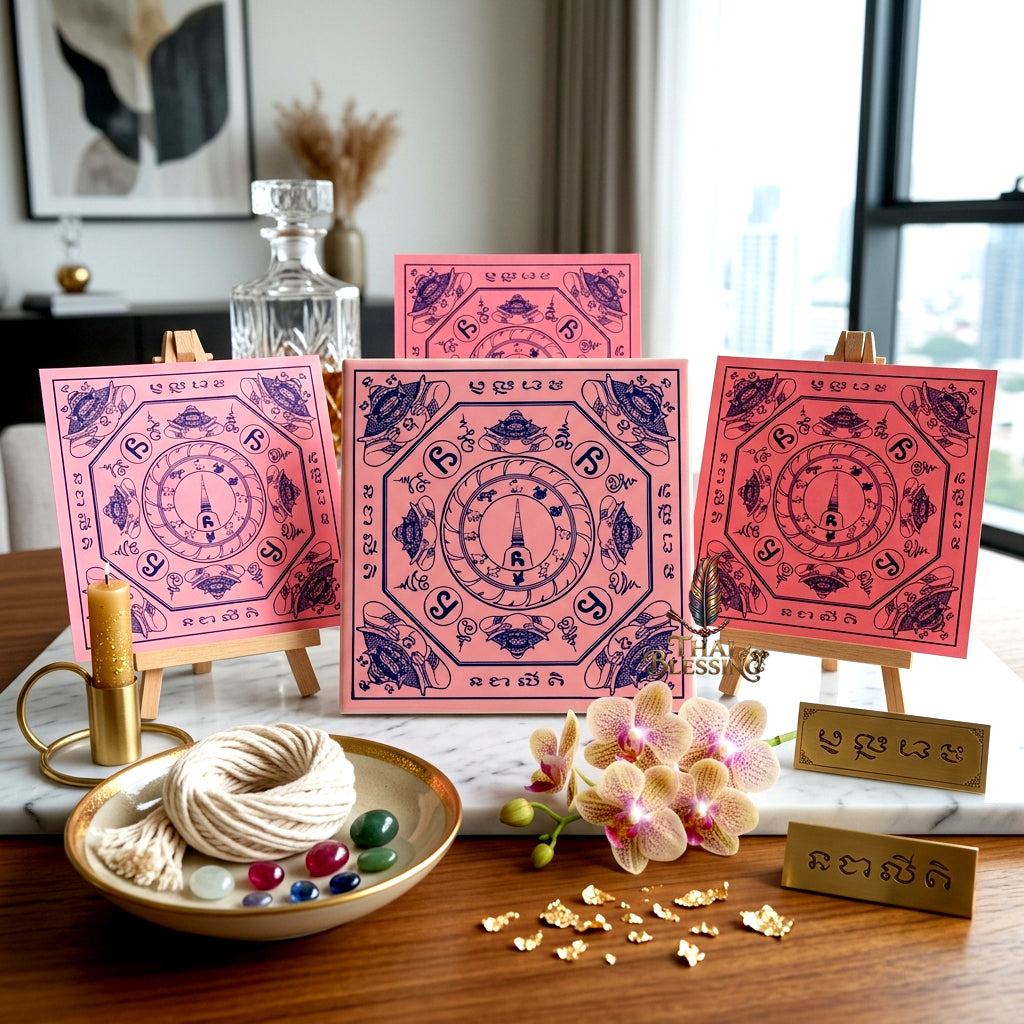✨👑 Sacred Srivijaya Sovereign Blessing Yantra Cloth - Achan Plian Hatya Non 2019 Legacy Scroll, Omnidirectional Wealth Attraction Shield, Premium Corporate Authority Spiritual Wall Art