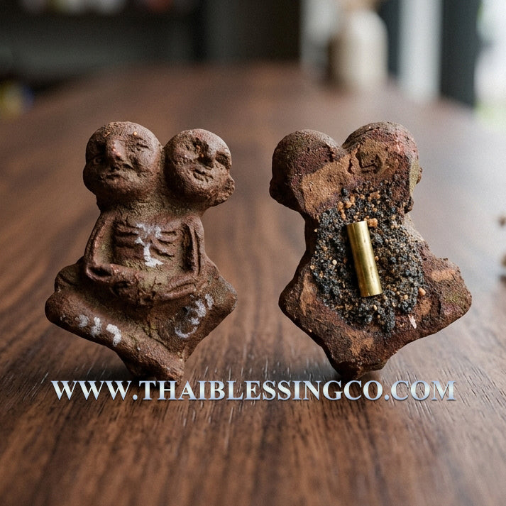🔥Ancient Two-Headed "Luk Krok Twin Spirits" Supreme Guardian Authentic Thai Occult Talisman Infused with 108 Sacred Herbs, Pong Prai Kuman, and Spiritual Minerals for Extreme Wealth, Business Miracles, and Absolute Protection