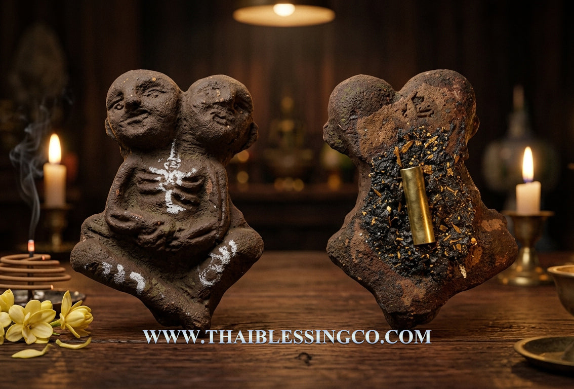 🔥Ancient Two-Headed "Luk Krok Twin Spirits" Supreme Guardian Authentic Thai Occult Talisman Infused with 108 Sacred Herbs, Pong Prai Kuman, and Spiritual Minerals for Extreme Wealth, Business Miracles, and Absolute Protection