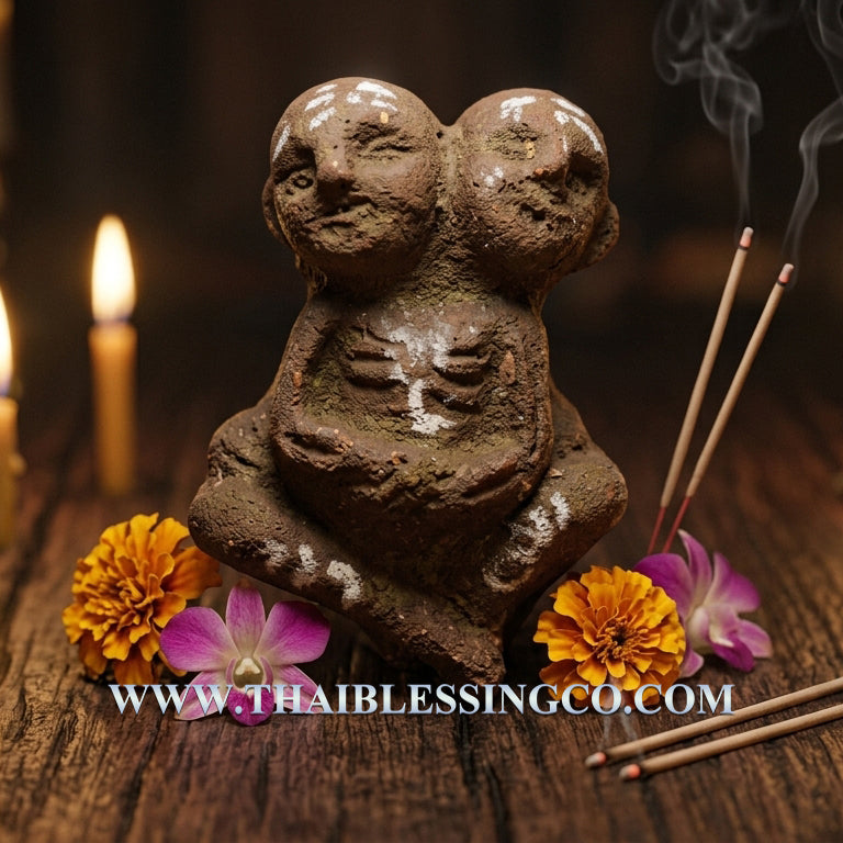 🔥Ancient Two-Headed "Luk Krok Twin Spirits" Supreme Guardian Authentic Thai Occult Talisman Infused with 108 Sacred Herbs, Pong Prai Kuman, and Spiritual Minerals for Extreme Wealth, Business Miracles, and Absolute Protection