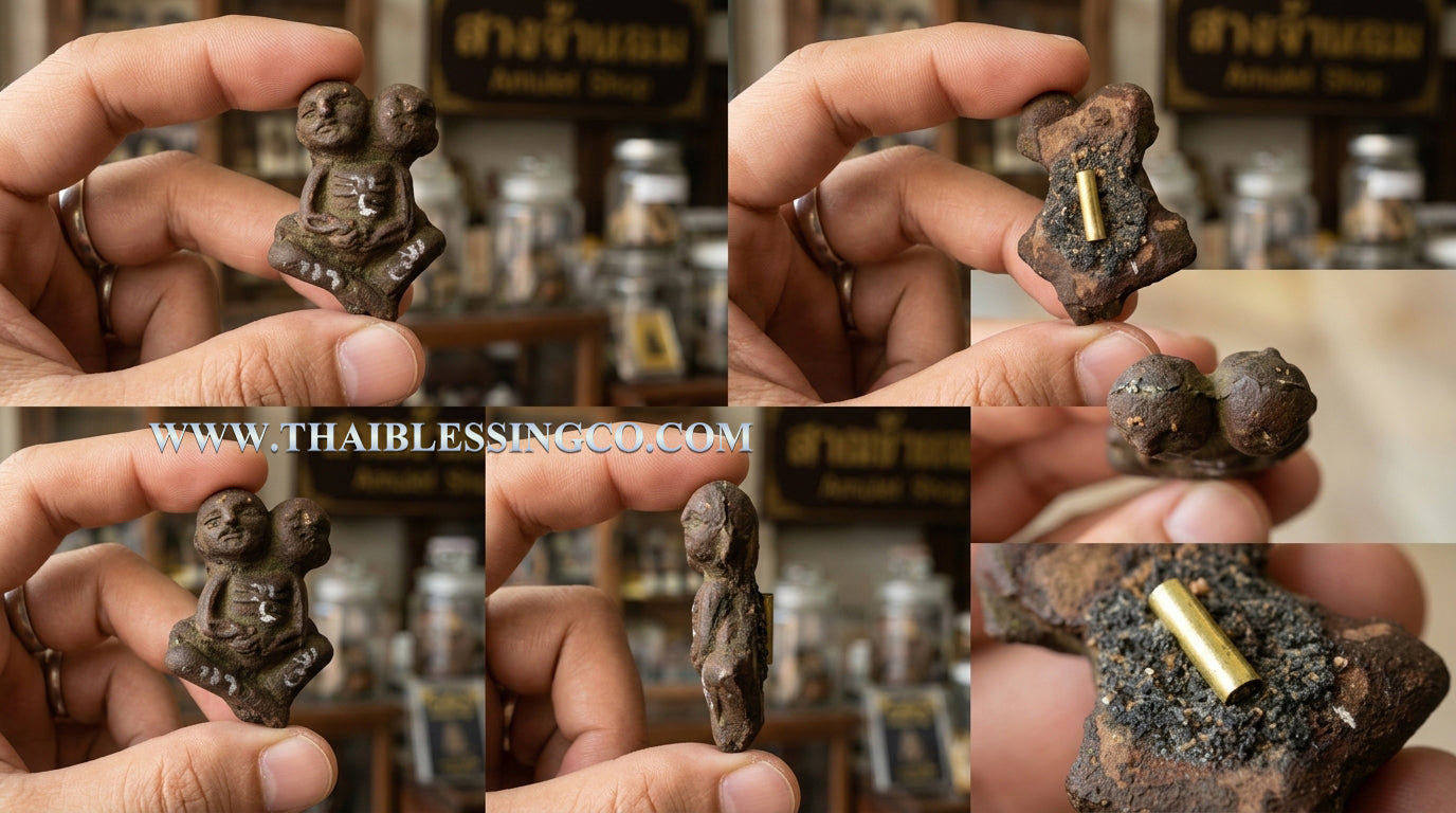 🔥Ancient Two-Headed "Luk Krok Twin Spirits" Supreme Guardian Authentic Thai Occult Talisman Infused with 108 Sacred Herbs, Pong Prai Kuman, and Spiritual Minerals for Extreme Wealth, Business Miracles, and Absolute Protection