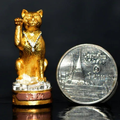 🌟 Attract Wealth & Prosperity with the Authentic Thai Fortune Cat Amulet Maeo Jao Sua Bronze with 3K Plating