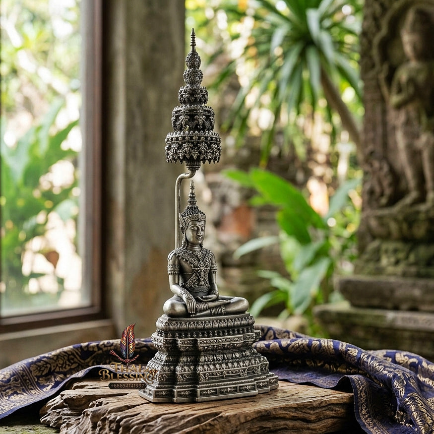 Ayutthaya Buddha Pendant Thai Amulet Protection talisman good luck charm spiritual jewelry Sovereign Royal Victory & Cosmic Life Elevation Royal Attire Ayutthaya Buddha Mongkhon Chiwit Pichit Mara
