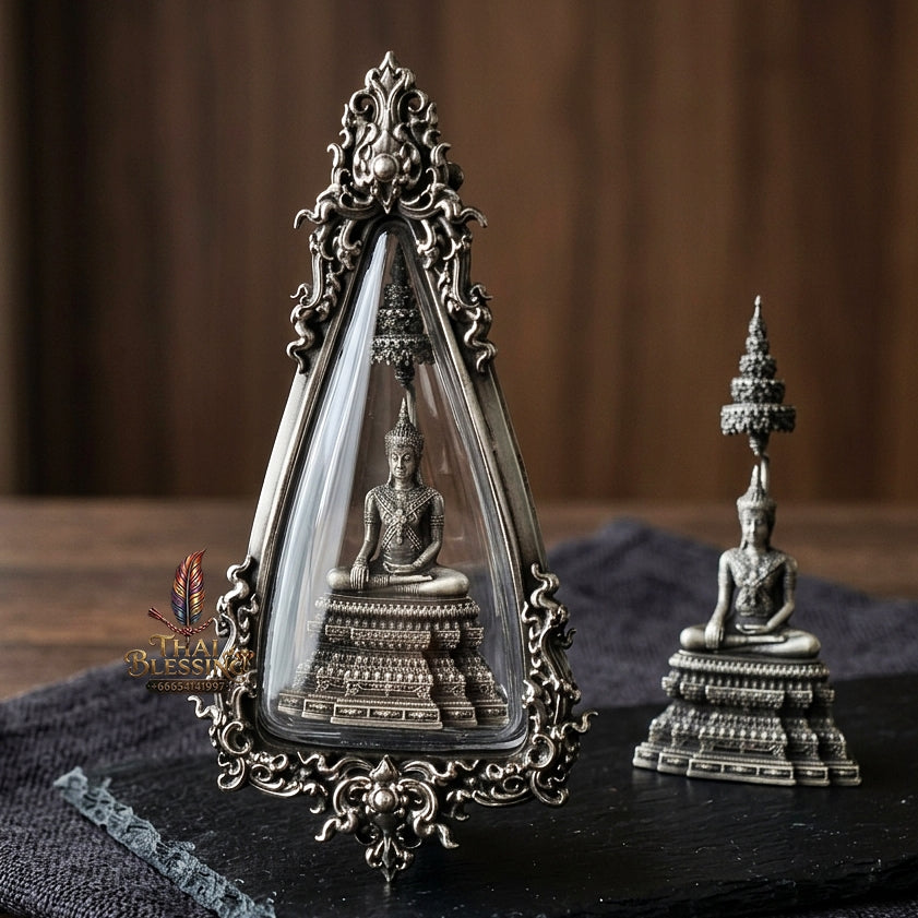 Ayutthaya Buddha Pendant Thai Amulet Protection talisman good luck charm spiritual jewelry Sovereign Royal Victory & Cosmic Life Elevation Royal Attire Ayutthaya Buddha Mongkhon Chiwit Pichit Mara