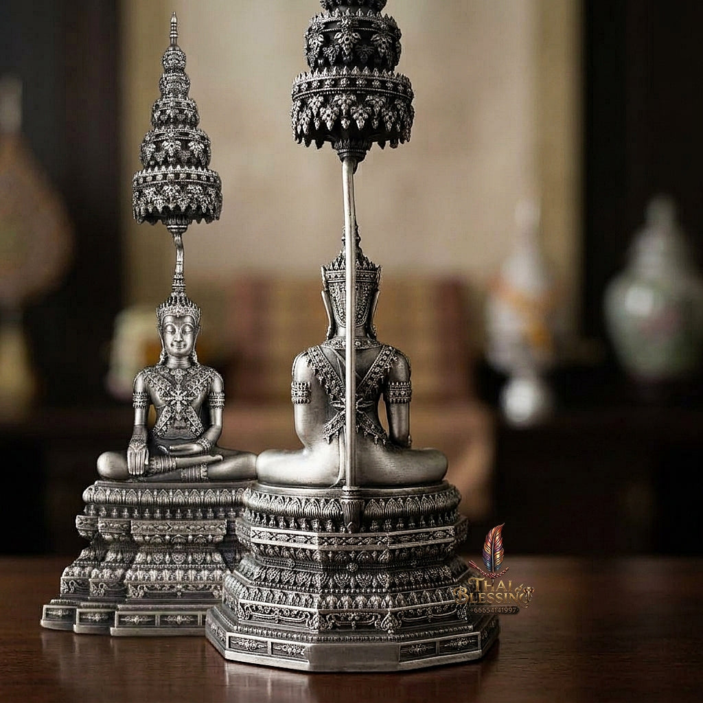 Ayutthaya Buddha Pendant Thai Amulet Protection talisman good luck charm spiritual jewelry Sovereign Royal Victory & Cosmic Life Elevation Royal Attire Ayutthaya Buddha Mongkhon Chiwit Pichit Mara