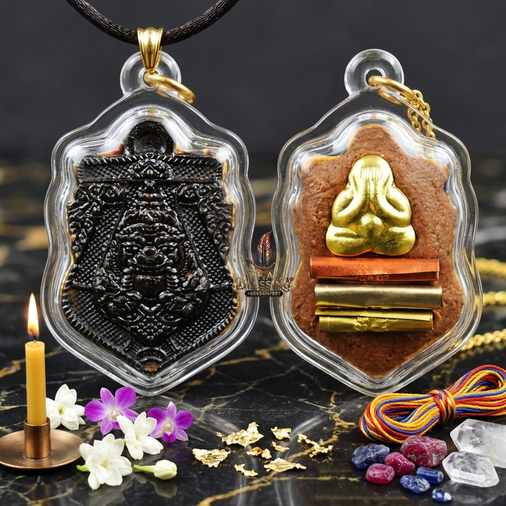 ✨ Authentic Hand-Carved One-Eyed Coconut Shell Phra Rahu – Kruba Tao, Wat Thung Setthi 2023 Edition – Rare Wealth & Protection Masterpiece