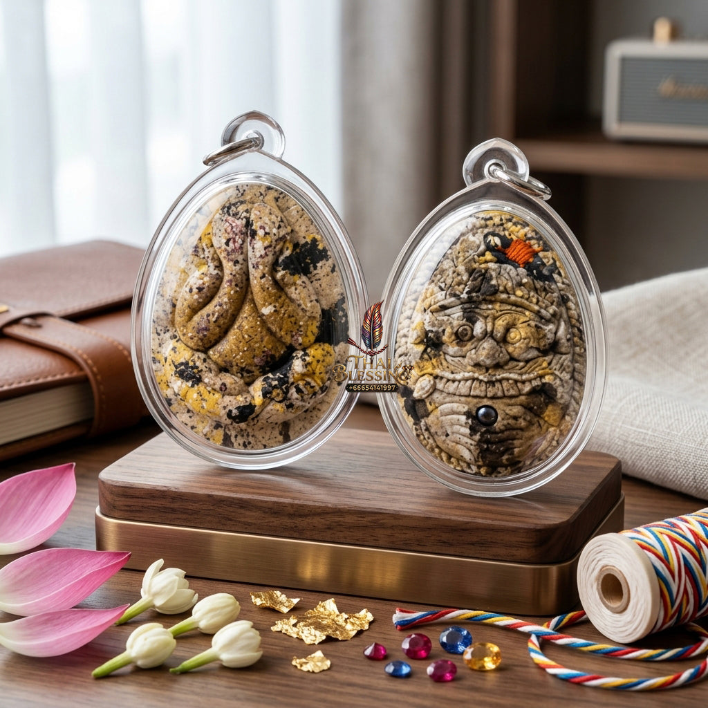 ✨ Authentic Phra Pit Ta Back-to-Rahu – Sacred “Kon Krok” Mixed Powder, Luang Pu Key, Wat Si Lamyong 2014 “Song Nam” Edition – Rare Spiritual Heritage for Wealth & Protection