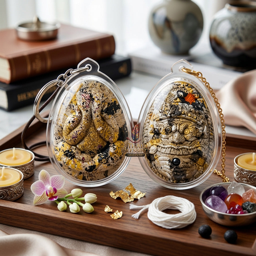 ✨ Authentic Phra Pit Ta Back-to-Rahu – Sacred “Kon Krok” Mixed Powder, Luang Pu Key, Wat Si Lamyong 2014 “Song Nam” Edition – Rare Spiritual Heritage for Wealth & Protection