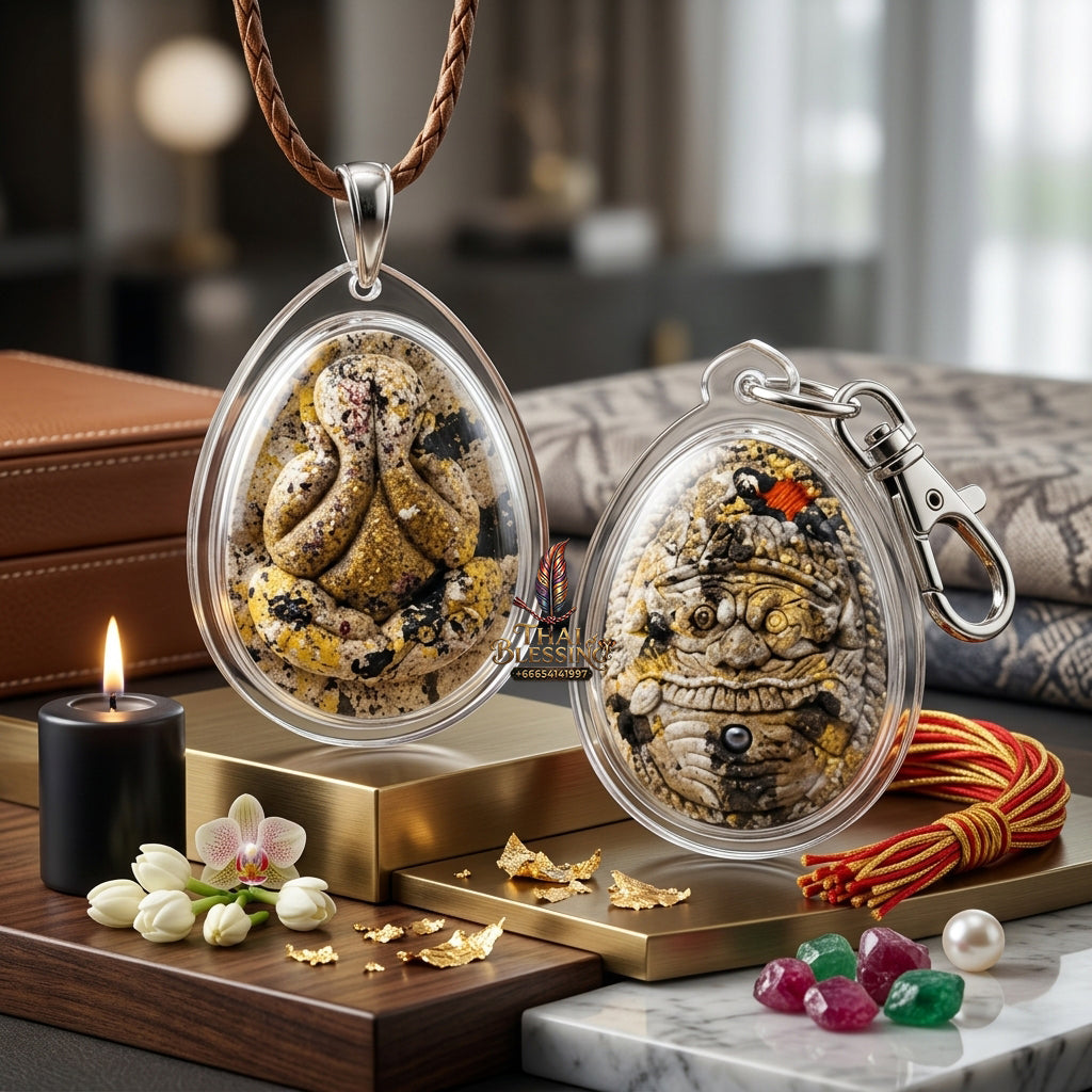 ✨ Authentic Phra Pit Ta Back-to-Rahu – Sacred “Kon Krok” Mixed Powder, Luang Pu Key, Wat Si Lamyong 2014 “Song Nam” Edition – Rare Spiritual Heritage for Wealth & Protection