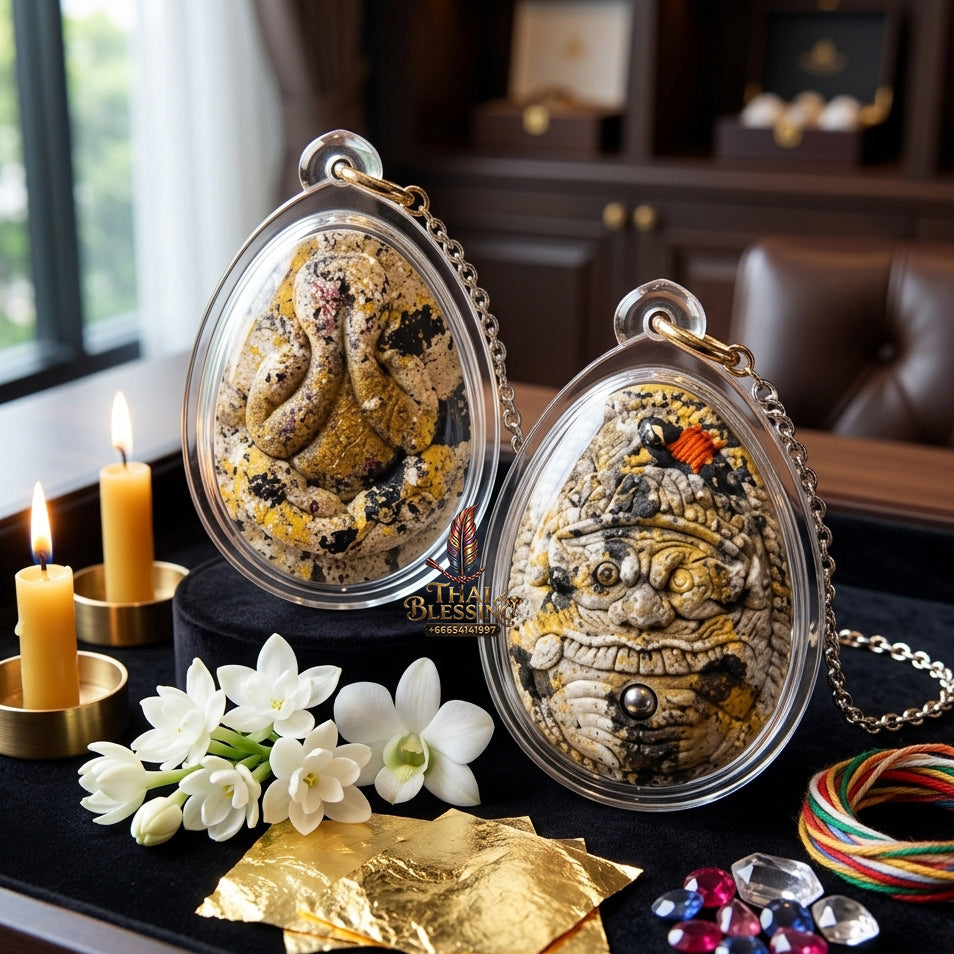 ✨ Authentic Phra Pit Ta Back-to-Rahu – Sacred “Kon Krok” Mixed Powder, Luang Pu Key, Wat Si Lamyong 2014 “Song Nam” Edition – Rare Spiritual Heritage for Wealth & Protection