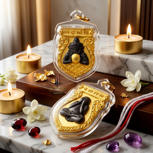 ✨ Authentic Phra Rahu Pit Ta – Gold & Black Rhodium Plated Bronze, Luang Pho Wan, Wat Khlong Khun 2018 “Great Millionaire” Edition – Rare Prestige & Fortune Magnet