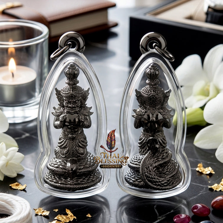 ✨ Authentic Phra Rahu Wealth Talisman – Classic Matte Black Bronze, Luang Phor Sern, Wat Kao Luang Aat 2021 Edition – The Ultimate Prosperity Magnet