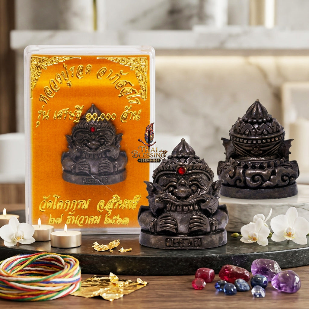 ✨ Authentic Phra Rahu Wealth Talisman – Classic Matte Black Copper, Luang Pu Rod, Wat Khok Krom 2021 “Billionaire 10,000 Million” Edition – Ultimate Prosperity Magnet