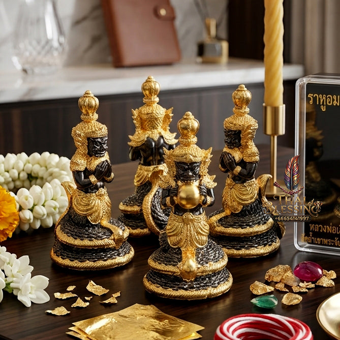 ✨ Authentic Phra Rahu Wealth Talisman – Premium Black Plated with Gold Accents, Luang Phor Sern, Wat Kao Luang Aat 2021 Edition – The Ultimate Prosperity Magnet