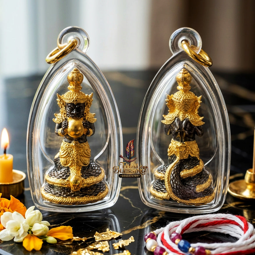 ✨ Authentic Phra Rahu Wealth Talisman – Premium Black Plated with Gold Accents, Luang Phor Sern, Wat Kao Luang Aat 2021 Edition – The Ultimate Prosperity Magnet