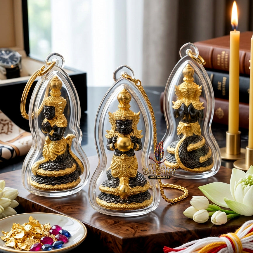 ✨ Authentic Phra Rahu Wealth Talisman – Premium Black Plated with Gold Accents, Luang Phor Sern, Wat Kao Luang Aat 2021 Edition – The Ultimate Prosperity Magnet