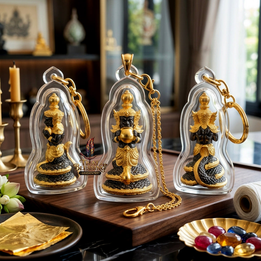 ✨ Authentic Phra Rahu Wealth Talisman – Premium Black Plated with Gold Accents, Luang Phor Sern, Wat Kao Luang Aat 2021 Edition – The Ultimate Prosperity Magnet