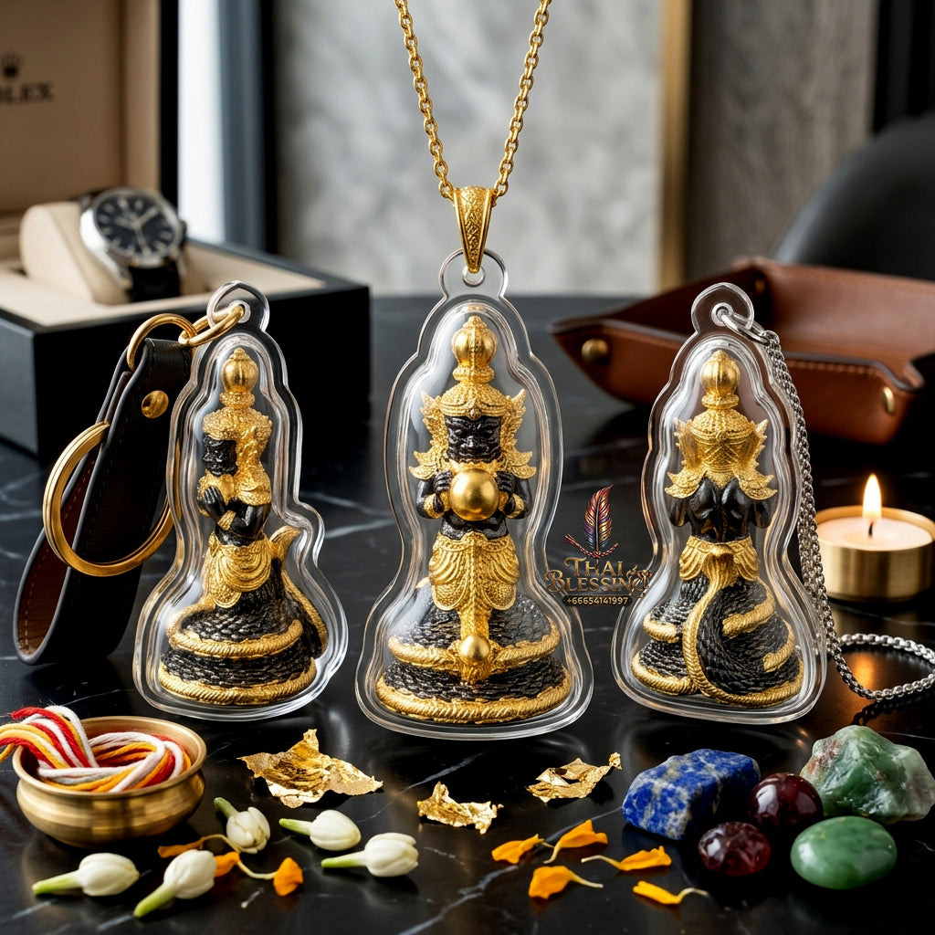 ✨ Authentic Phra Rahu Wealth Talisman – Premium Black Plated with Gold Accents, Luang Phor Sern, Wat Kao Luang Aat 2021 Edition – The Ultimate Prosperity Magnet