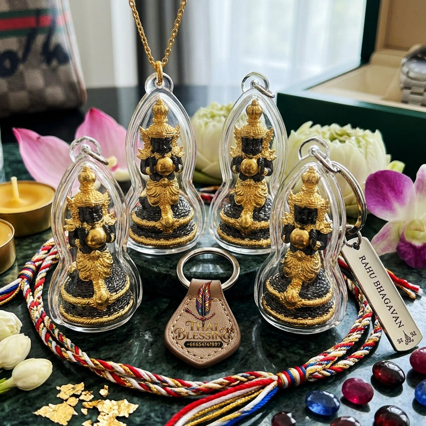 ✨ Authentic Phra Rahu Wealth Talisman – Premium Black Plated with Gold Accents, Luang Phor Sern, Wat Kao Luang Aat 2021 Edition – The Ultimate Prosperity Magnet