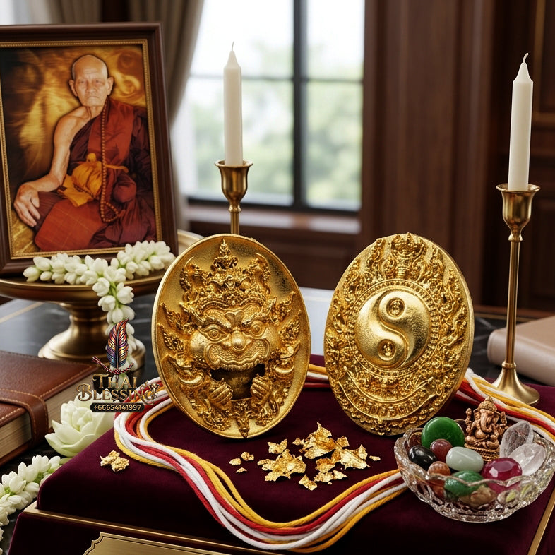 ✨ Authentic Phra Rahu Wealth Talisman – Premium Gold Plated Bronze, Luang Pu Rit, Samrit Monastery 2021 Edition – The Ultimate Prosperity Magnet