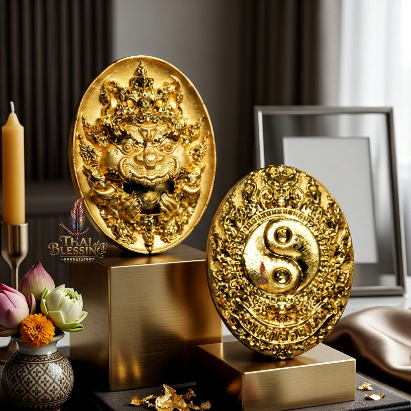 ✨ Authentic Phra Rahu Wealth Talisman – Premium Gold Plated Bronze, Luang Pu Rit, Samrit Monastery 2021 Edition – The Ultimate Prosperity Magnet