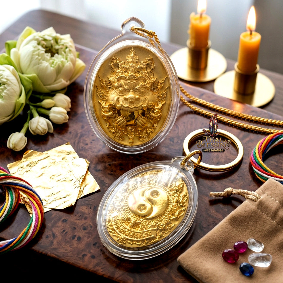 ✨ Authentic Phra Rahu Wealth Talisman – Premium Gold Plated Bronze, Luang Pu Rit, Samrit Monastery 2021 Edition – The Ultimate Prosperity Magnet