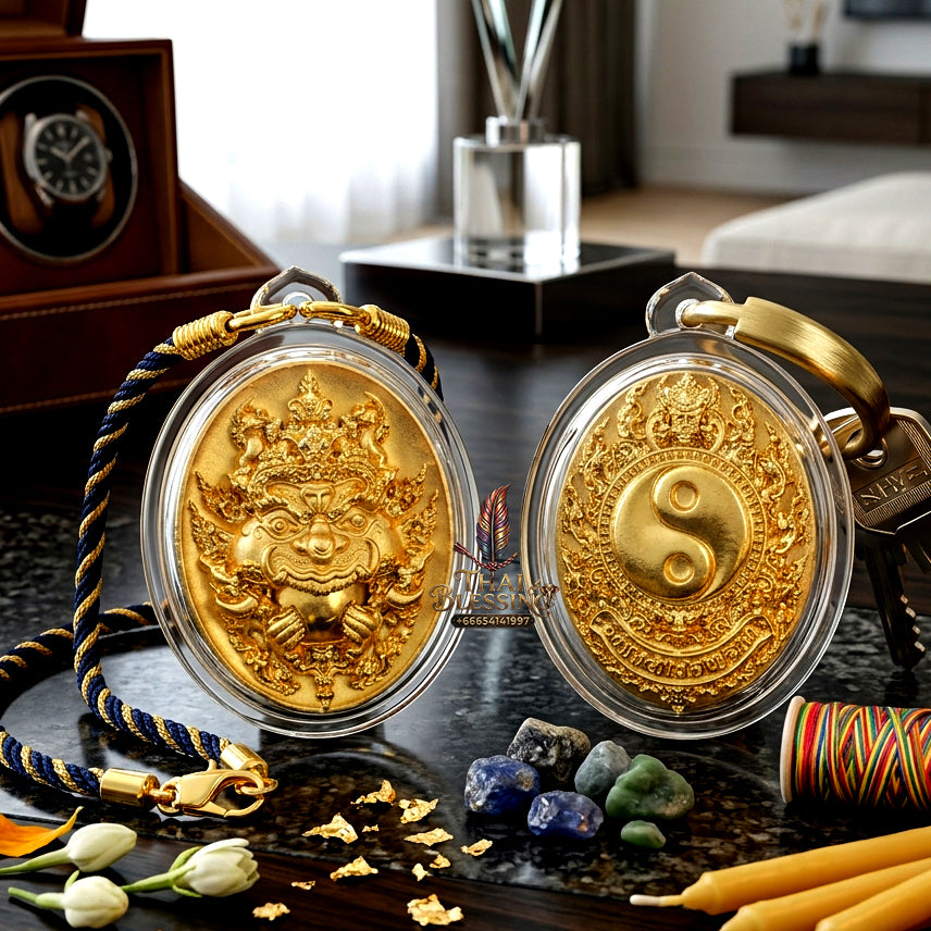 ✨ Authentic Phra Rahu Wealth Talisman – Premium Gold Plated Bronze, Luang Pu Rit, Samrit Monastery 2021 Edition – The Ultimate Prosperity Magnet
