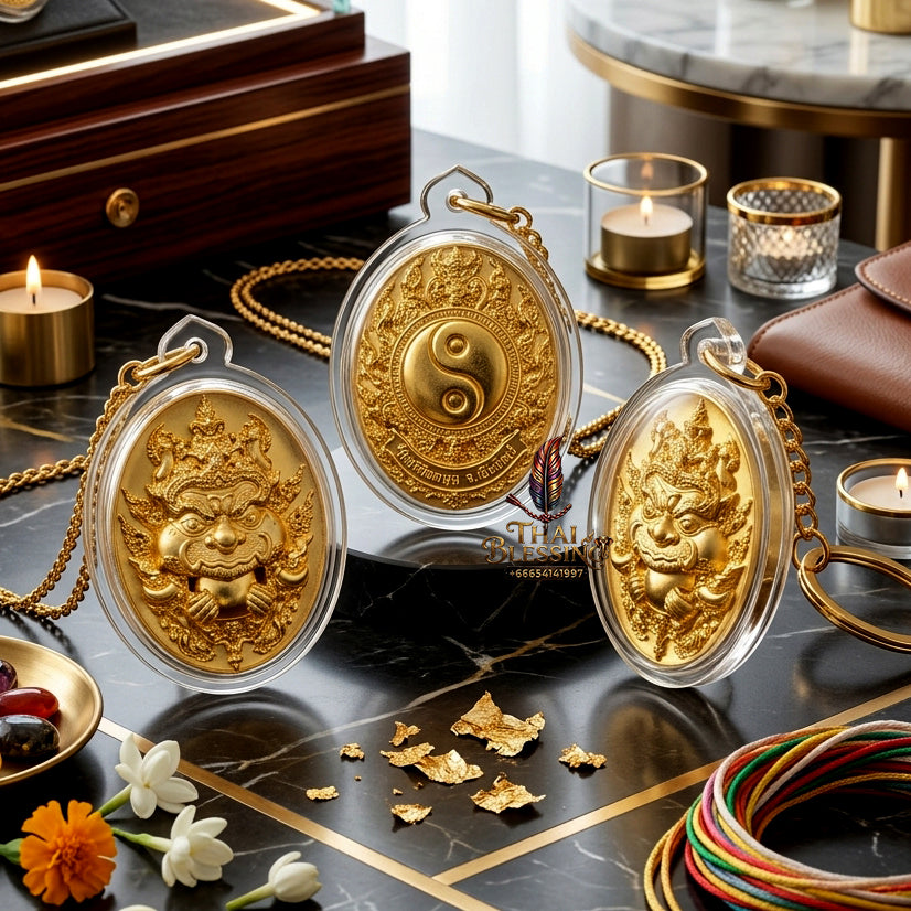 ✨ Authentic Phra Rahu Wealth Talisman – Premium Gold Plated Bronze, Luang Pu Rit, Samrit Monastery 2021 Edition – The Ultimate Prosperity Magnet