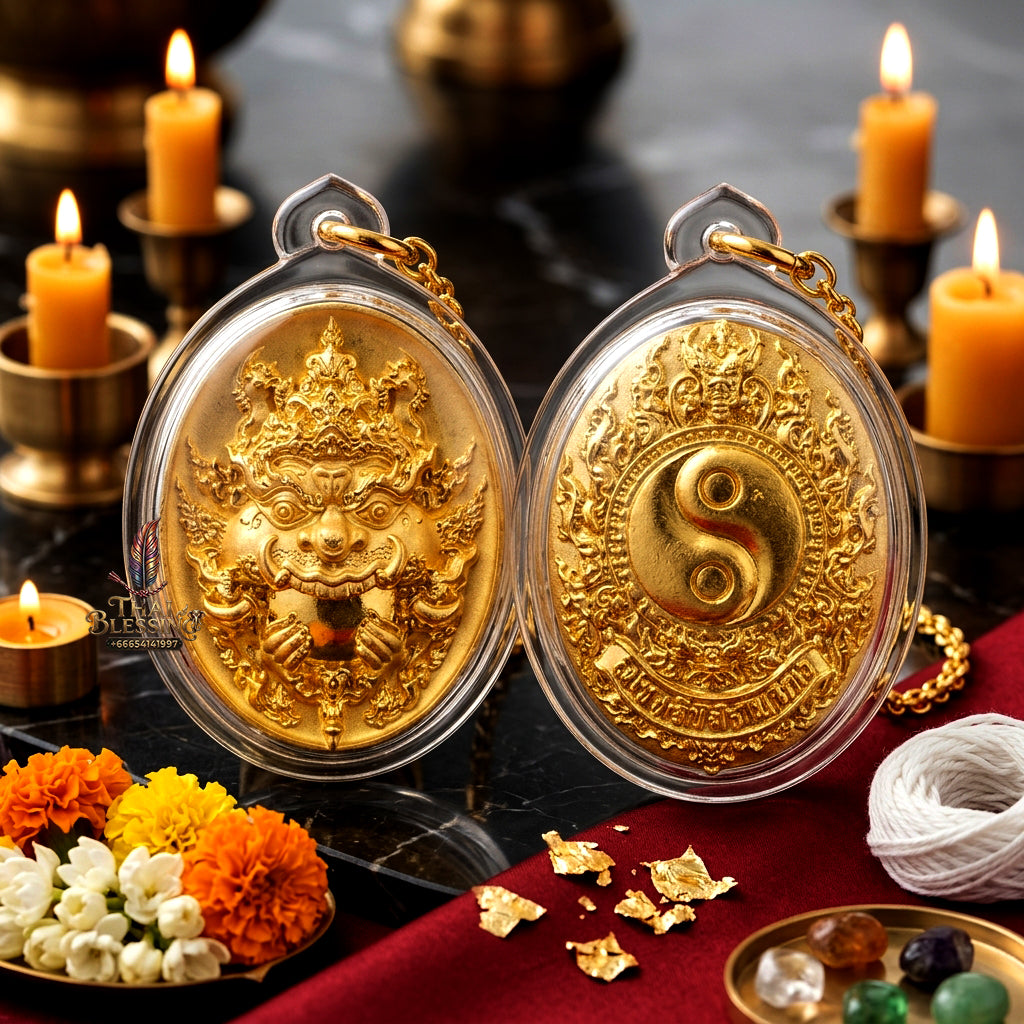 ✨ Authentic Phra Rahu Wealth Talisman – Premium Gold Plated Bronze, Luang Pu Rit, Samrit Monastery 2021 Edition – The Ultimate Prosperity Magnet