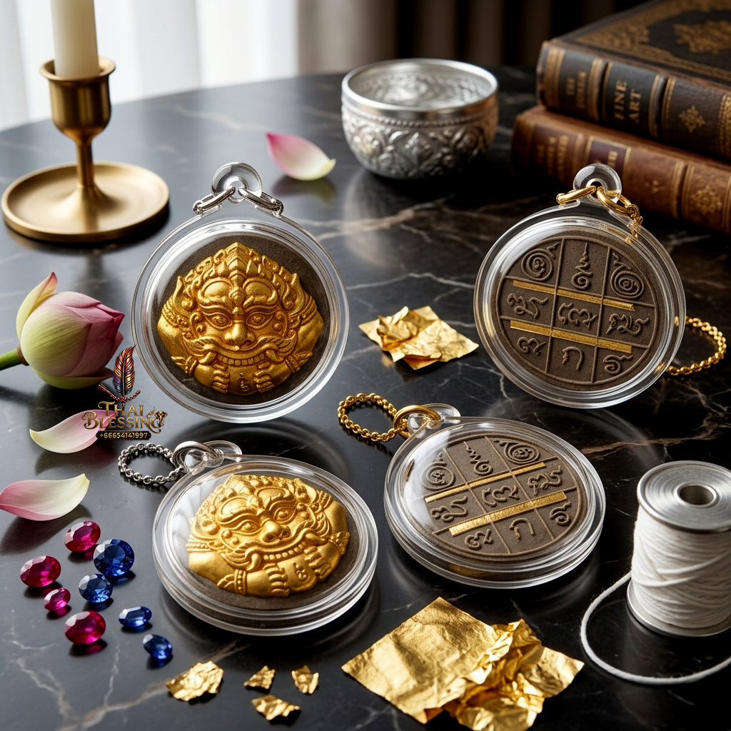 ✨ Authentic Phra Rahu “Nuea Duang” (Beyond Fate) – Sacred Kakyayak Earth with Gold Leaf & Takrut, Archan Plian Hatthanon, 2024 “Shao 5” Great Ceremony Edition
