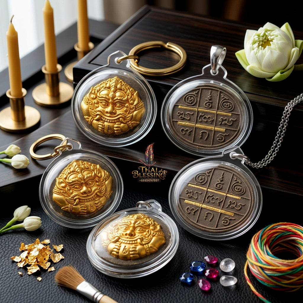 ✨ Authentic Phra Rahu “Nuea Duang” (Beyond Fate) – Sacred Kakyayak Earth with Gold Leaf & Takrut, Archan Plian Hatthanon, 2024 “Shao 5” Great Ceremony Edition