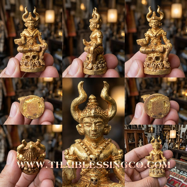 💀Authentic Thai Amulet 2018: Sovereign "Phaya Matchurat" (The King of Death) by Ajarn Plien Hatyanon – Sacred Bell Bronze (Thong Rakhang) Edition for Absolute Authority, Karma Cleansing, and Invincible Protection