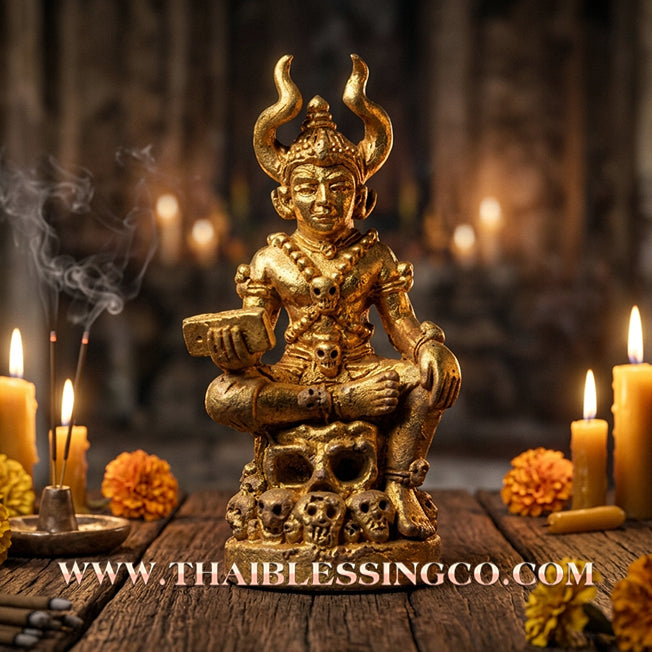 💀Authentic Thai Amulet 2018: Sovereign "Phaya Matchurat" (The King of Death) by Ajarn Plien Hatyanon – Sacred Bell Bronze (Thong Rakhang) Edition for Absolute Authority, Karma Cleansing, and Invincible Protection