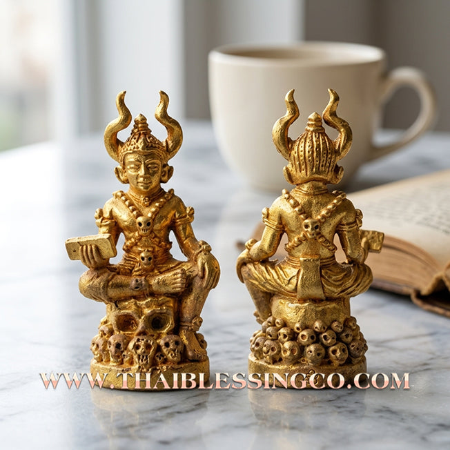 💀Authentic Thai Amulet 2018: Sovereign "Phaya Matchurat" (The King of Death) by Ajarn Plien Hatyanon – Sacred Bell Bronze (Thong Rakhang) Edition for Absolute Authority, Karma Cleansing, and Invincible Protection