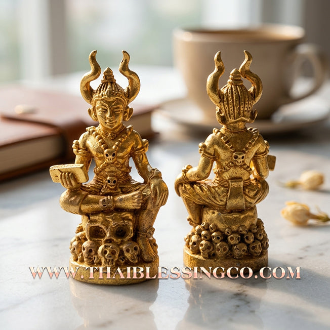 💀Authentic Thai Amulet 2018: Sovereign "Phaya Matchurat" (The King of Death) by Ajarn Plien Hatyanon – Sacred Bell Bronze (Thong Rakhang) Edition for Absolute Authority, Karma Cleansing, and Invincible Protection
