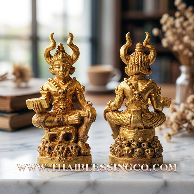 💀Authentic Thai Amulet 2018: Sovereign "Phaya Matchurat" (The King of Death) by Ajarn Plien Hatyanon – Sacred Bell Bronze (Thong Rakhang) Edition for Absolute Authority, Karma Cleansing, and Invincible Protection