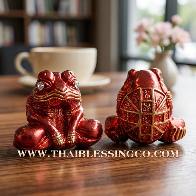 🐸Authentic Thai Amulet 2019: Sovereign "Kop Kin Duean" Moon-Devouring Toad by Khru Ba Chai Ya Patthaphi – Premium Red Enamel & Samrit Edition for Infinite Wealth, Business Luck, and Windfall Fortune Talisman