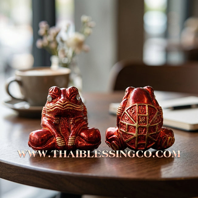 🐸Authentic Thai Amulet 2019: Sovereign "Kop Kin Duean" Moon-Devouring Toad by Khru Ba Chai Ya Patthaphi – Premium Red Enamel & Samrit Edition for Infinite Wealth, Business Luck, and Windfall Fortune Talisman