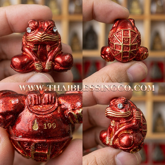 🐸Authentic Thai Amulet 2019: Sovereign "Kop Kin Duean" Moon-Devouring Toad by Khru Ba Chai Ya Patthaphi – Premium Red Enamel & Samrit Edition for Infinite Wealth, Business Luck, and Windfall Fortune Talisman