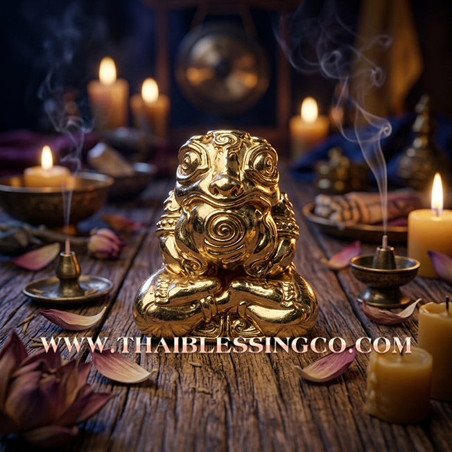 🐸 Authentic Thai Amulet 2019: Sovereign "Kop Kin Duean" (Immortal Millionaire Edition) Moon-Devouring Toad by Wat Ban Luang – Nano Gold-Plated Samrit Edition for Rapid Wealth, Windfall Fortune, and Debt Clearance Talisman