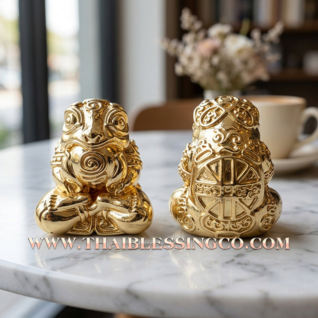 🐸 Authentic Thai Amulet 2019: Sovereign "Kop Kin Duean" (Immortal Millionaire Edition) Moon-Devouring Toad by Wat Ban Luang – Nano Gold-Plated Samrit Edition for Rapid Wealth, Windfall Fortune, and Debt Clearance Talisman