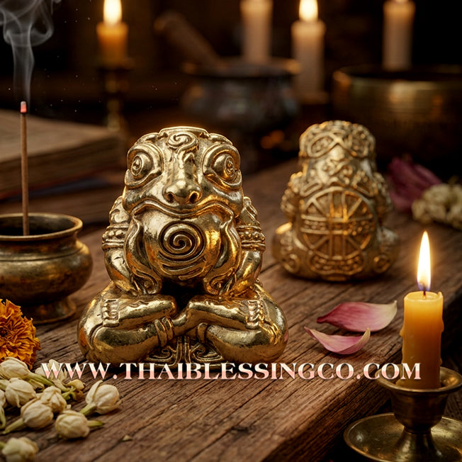 🐸 Authentic Thai Amulet 2019: Sovereign "Kop Kin Duean" (Immortal Millionaire Edition) Moon-Devouring Toad by Wat Ban Luang – Nano Gold-Plated Samrit Edition for Rapid Wealth, Windfall Fortune, and Debt Clearance Talisman