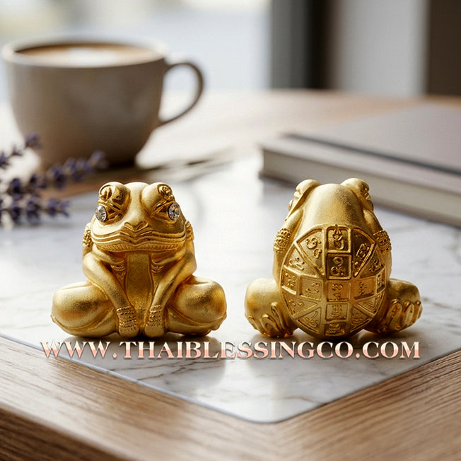 🐸Authentic Thai Amulet 2019: Sovereign "Kop Kin Duean" (Small Size) Moon-Devouring Toad by Khru Ba Chai Ya Patthaphi – Premium Gold-Plated Samrit Edition for Infinite Wealth and Windfall Fortune