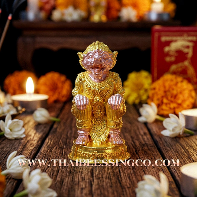 🌟 ✨ Authentic Thai Amulet 2020: Sovereign "Kamhaeng Hanuman" (The Victorious Monkey King) by Luang Pho Phat, Wat Huai Duan – Elite 2K Gold & Silver Plated Alpaca Edition for Supreme Wealth and Invincibility