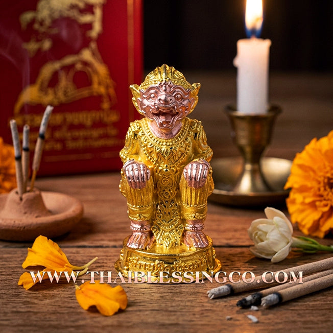 🌟 ✨ Authentic Thai Amulet 2020: Sovereign "Kamhaeng Hanuman" (The Victorious Monkey King) by Luang Pho Phat, Wat Huai Duan – Elite 2K Gold & Silver Plated Alpaca Edition for Supreme Wealth and Invincibility