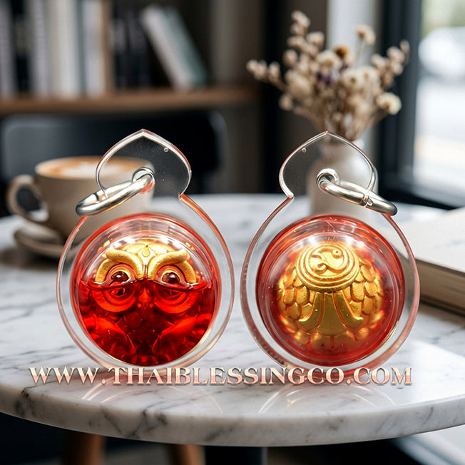 🦉Authentic Thai Amulet 2020: Sovereign "Phaya Nok Thueat Thue" (Great Wealth-Calling Owl) by Kruba Tao, Wat Ubosot Ban Lao – Premium Gold-Plated Samrit Edition, "Kote Heng" (Ultra-Lucky) Series