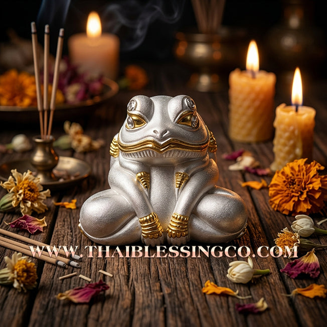 🐸 Authentic Thai Amulet 2021: Sovereign "Kop Kin Duean" Moon-Devouring Toad by Khru Ba Chai Ya Patthaphi – Premium 2K Silver & Gold Plated Samrit Edition for Infinite Wealth, Business Luck, and Windfall Fortune Talisman
